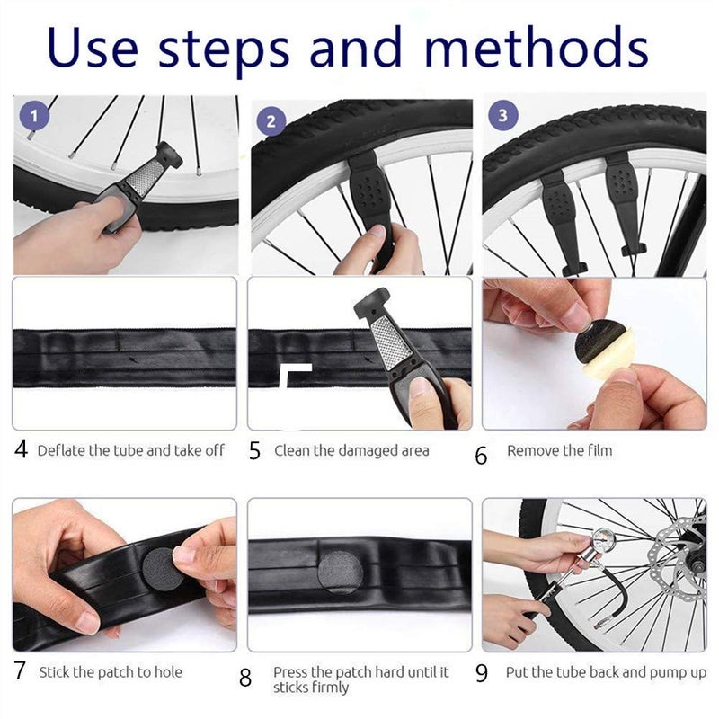 YBEKI 10-in-1 Bike Repair Kit with, 3-in-1 Tire Levers, Glueless Patches, Multifunctional Bone Wrench & Waterproof Saddle Bag | Compact Bicycle Multi-Tool Kit for Emergency Roadside Repairs - Image 5